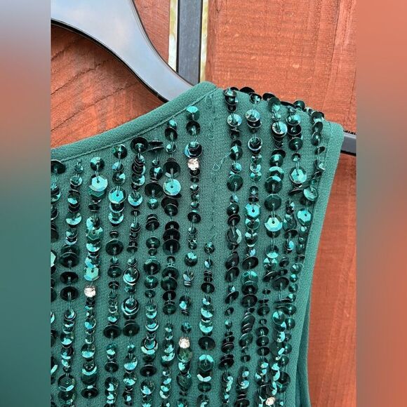 Mac Duggal 10509 Sleeveless High Neck Beaded Midi Sheath Dress 8 NWT - Picture 9 of 11